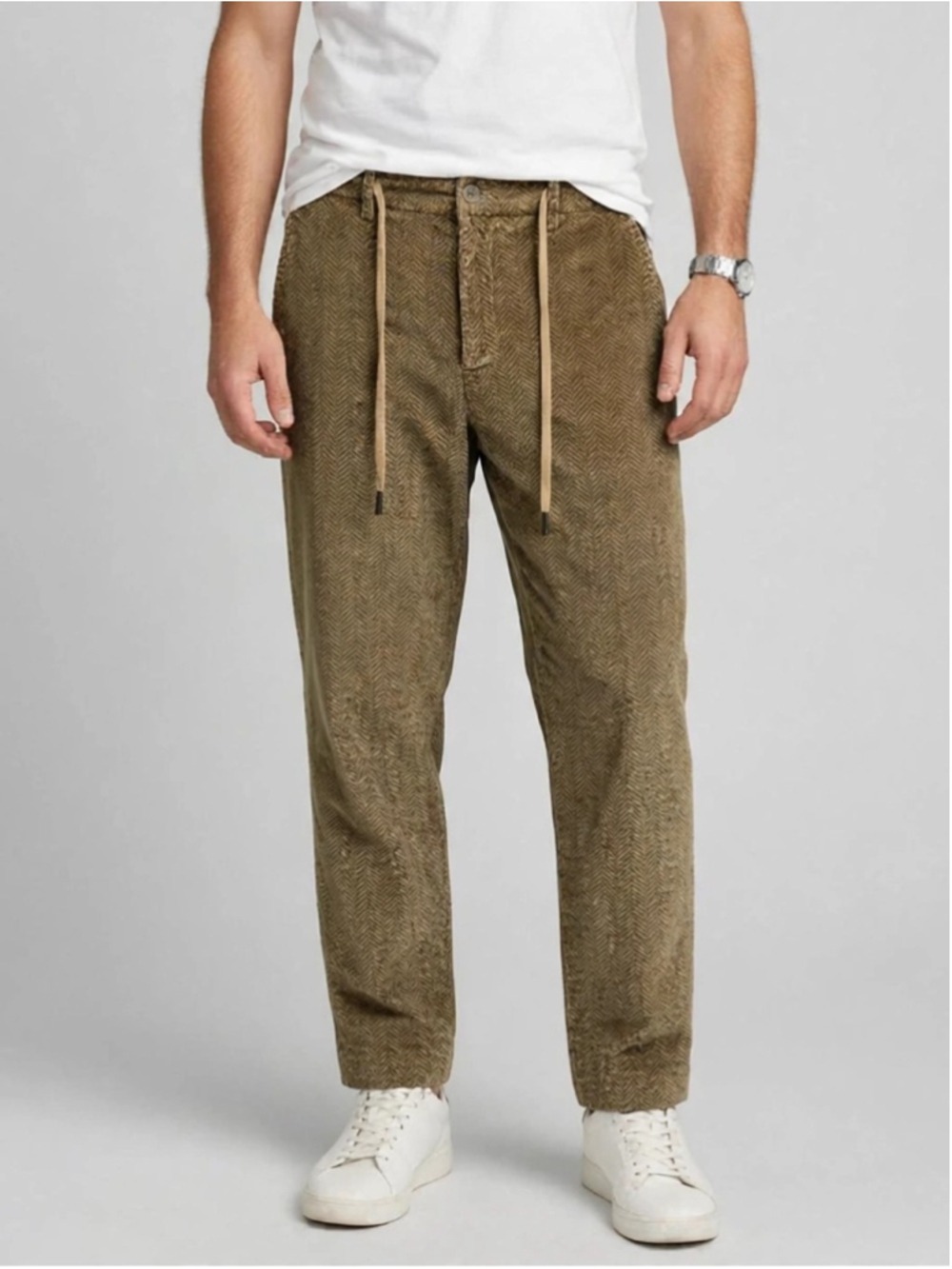 Myths Drawstring Velvet Trousers in Hazelnut Herringbone Size 46 (US 30)
